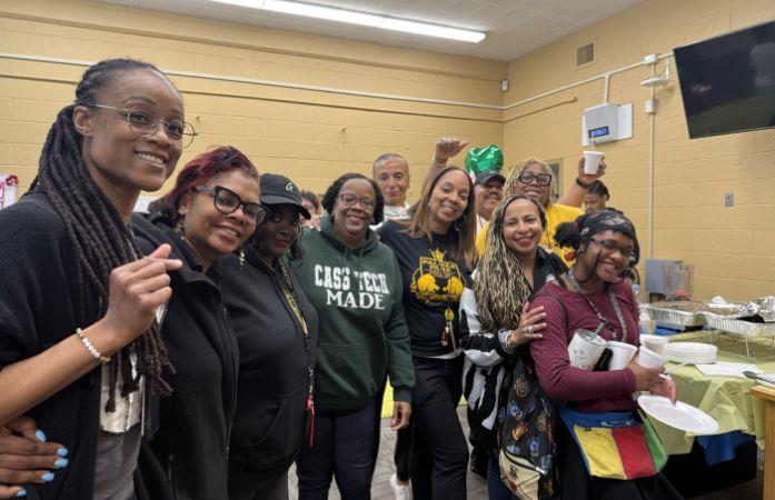  staff posing during teacher appreciation work